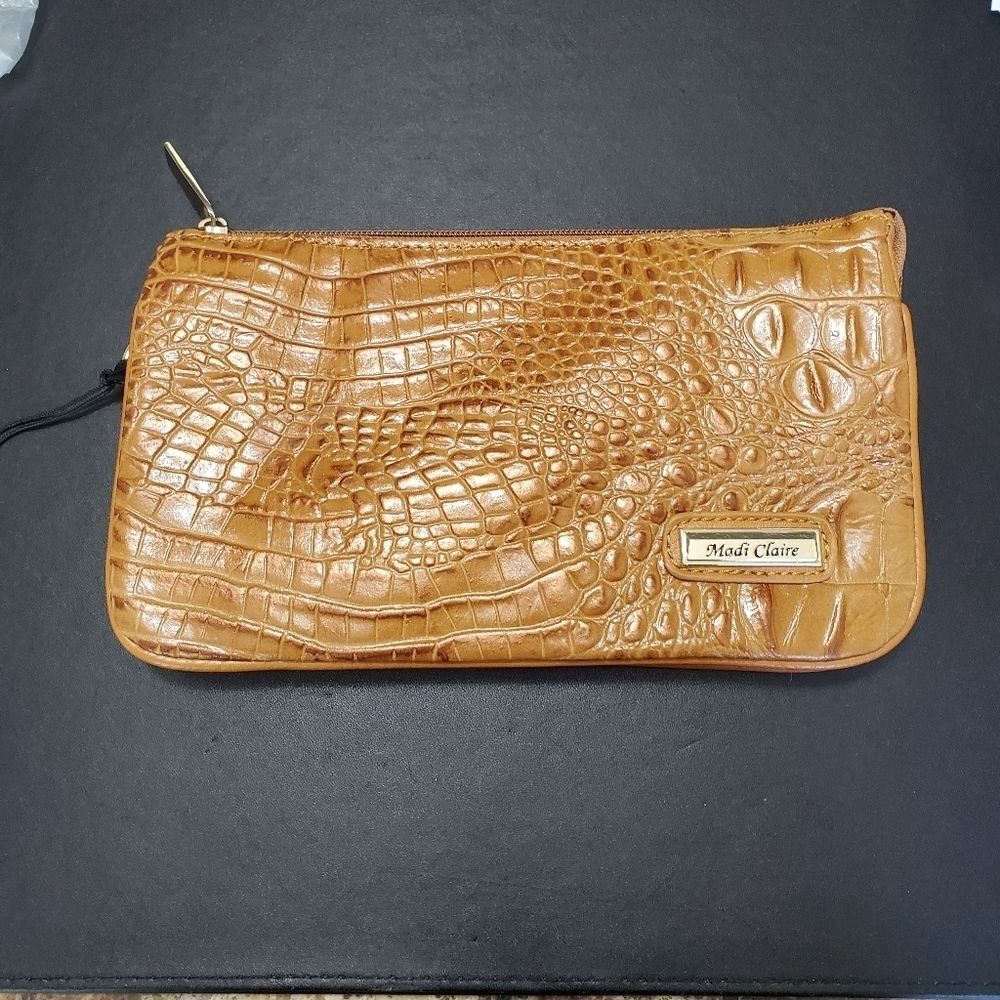Madi Claire brown with bronze leather clutch